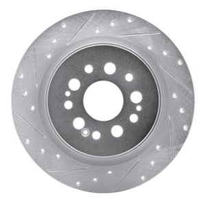 Acura RDX Brake Rotor (1) - Rear Left - R1 Concepts - Drilled & Slotted - Silver - `17-`25